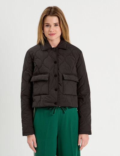 Veste matelassée courte noir femme