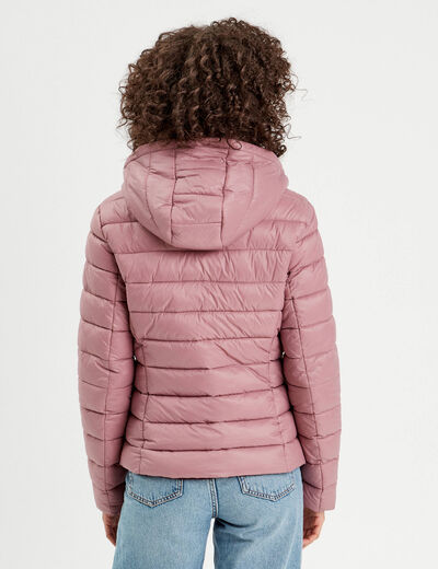 Doudoune réversible à capuche prune femme