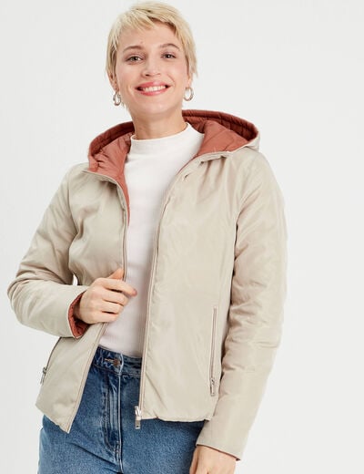 Doudoune réversible capuche blanc femme