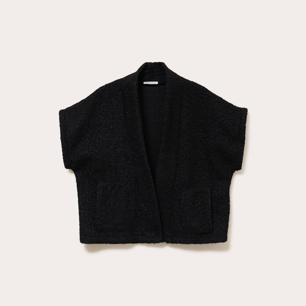 Gilet oversize cropped manches courtes noir femme