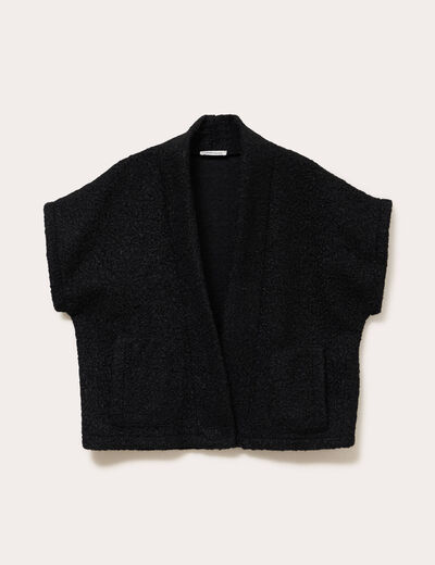 Gilet oversize cropped manches courtes noir femme