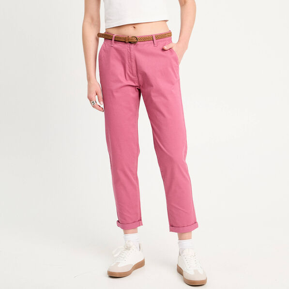 pantalon chino 78eme vieux rose femme Pantalon chino 7/8ème vieux rose femme