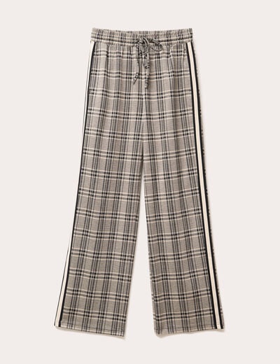 Pantalon droit large élastiqué noir femme