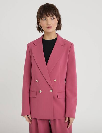 Blazer col tailleur manches longues vieux rose femme