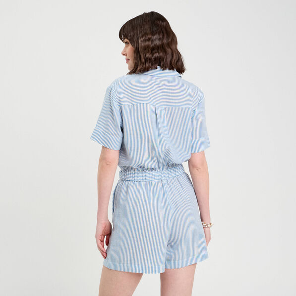 Combishort manches courtes bleu ciel femme