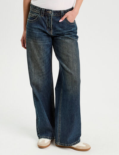 Jeans droit taille basse denim dirty femme