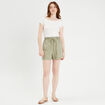Short regular contenant du lin vert kaki femme