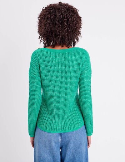 Pull manches longues vert femme