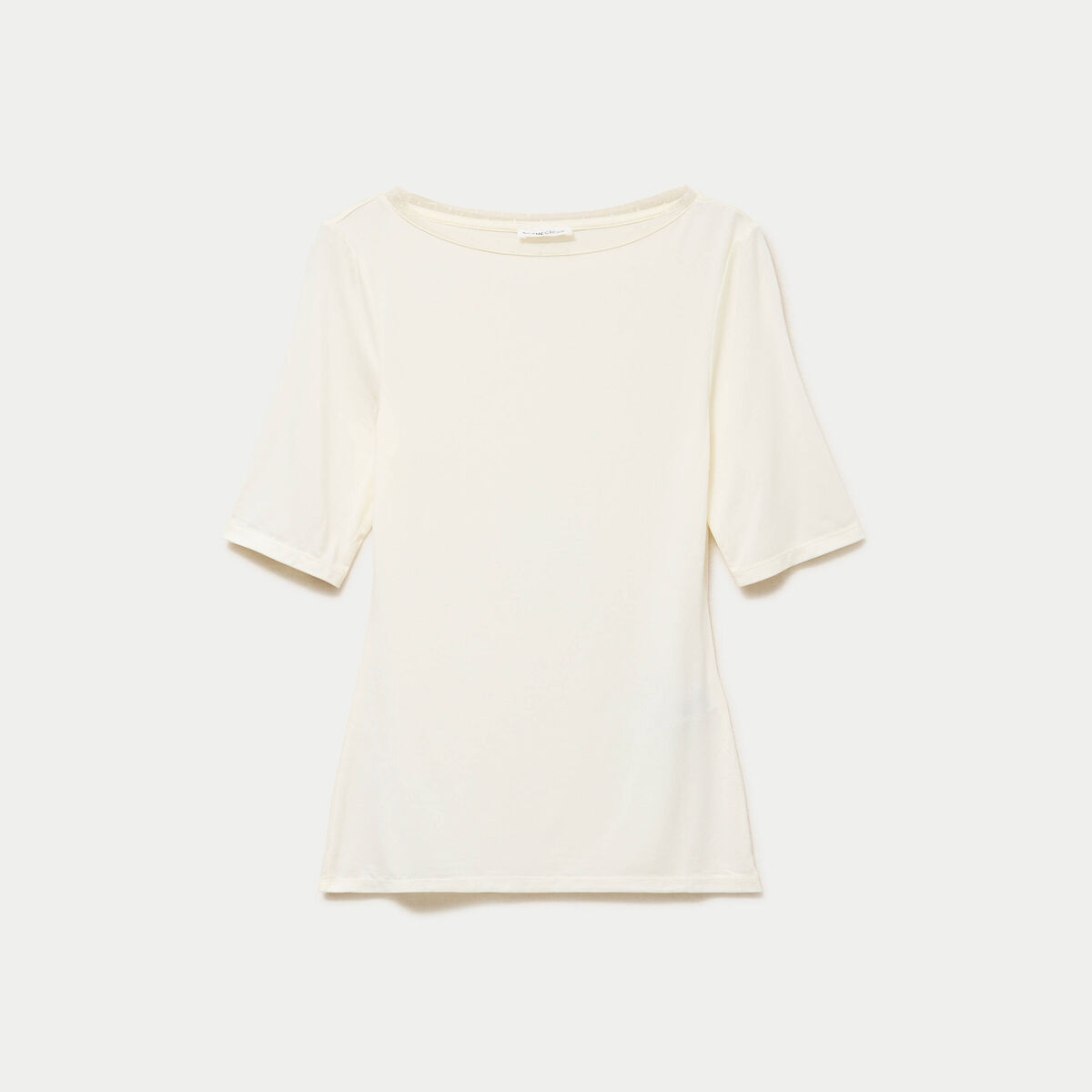 T-shirt ajust&eacute; manches courtes ecru femme