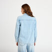Chemise droite courte manches longues bleu femme
