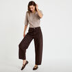 Jean barrel taille standard marron fonc&eacute; femme