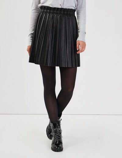 Jupe évasée plissée noir femme