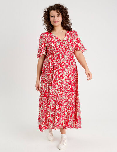 Robe longue évasée blanc femme