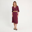Robe midi évasée ceinturée prune femme