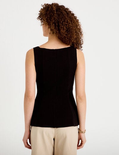 D&eacute;bardeur p&eacute;plum cintr&eacute; col coeur noir femme