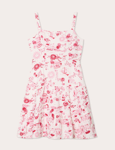 Robe évasée avec bretelles rose fushia femme