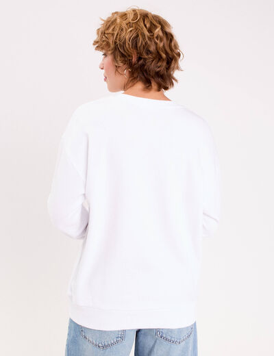 Sweat Femme Sans Capuche Col V - Manches Longues, Poches - Lâche Vintage - Décontracté Streetwear