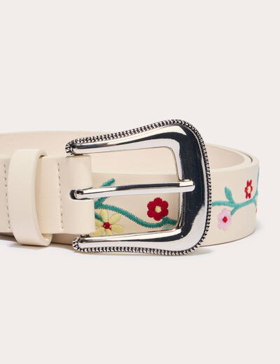 Ceinture brod&eacute;e blanc femme