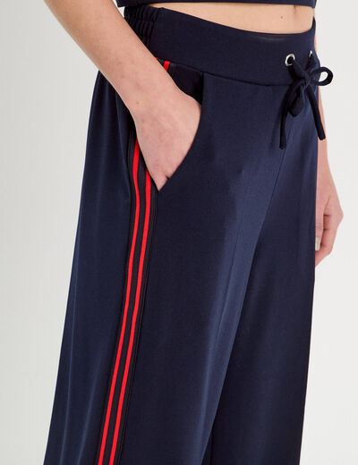 Pantalon large style jogging bleu marine femme