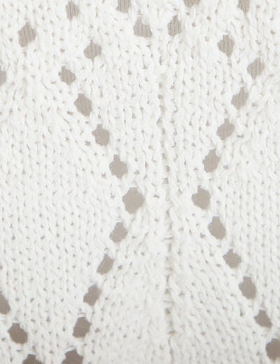 Gilet col v manches courtes brod&eacute; ecru femme
