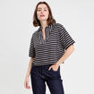 Blouse col V manches courtes noir femme