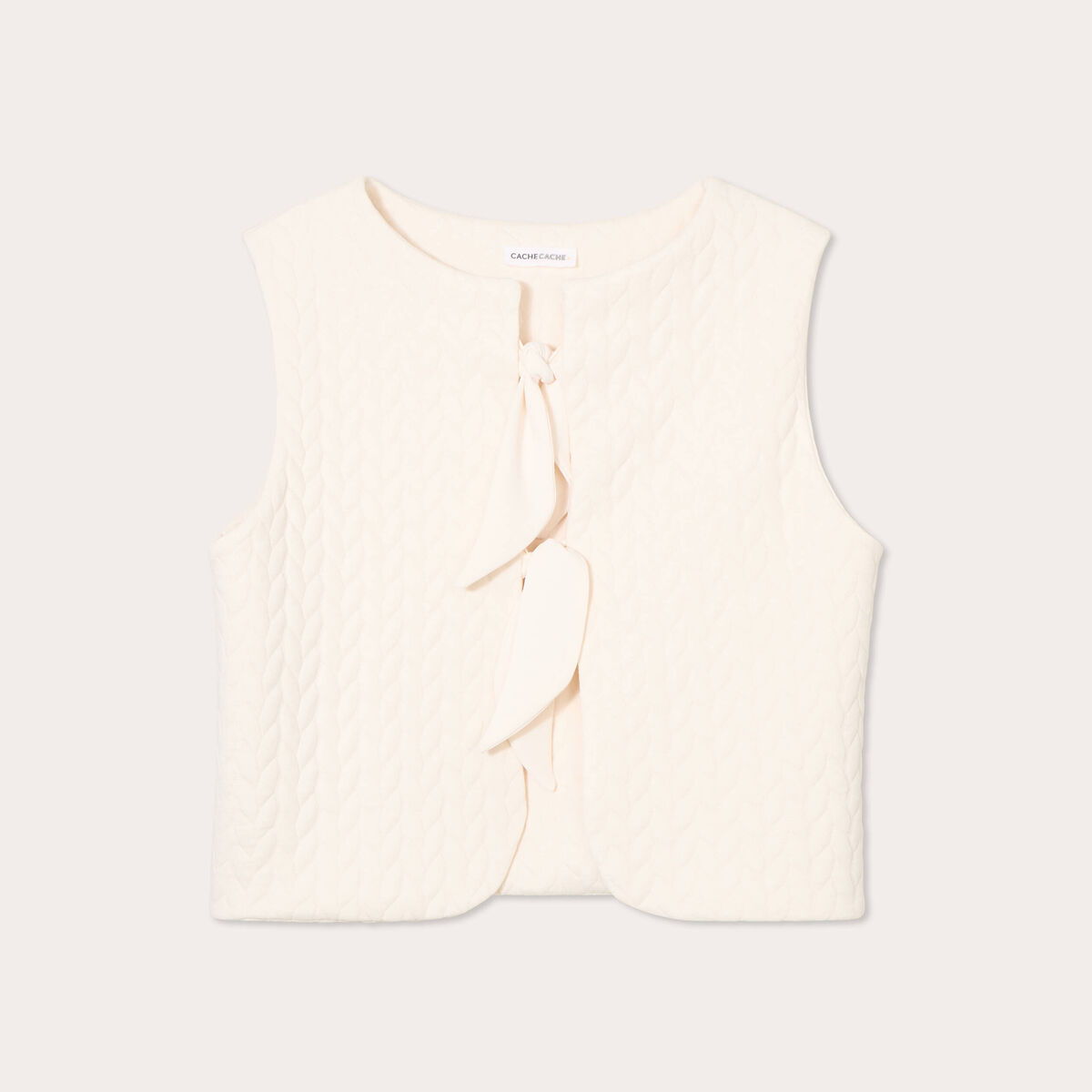 Veste matelassée nouée ecru femme