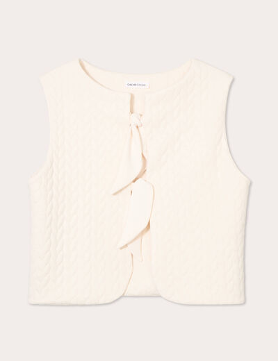 Veste matelassée nouée ecru femme