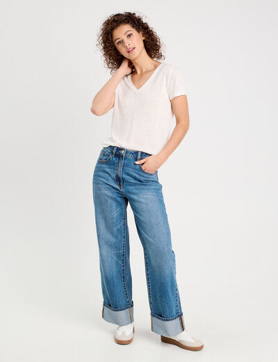 T-shirt noeuds dos ecru femme