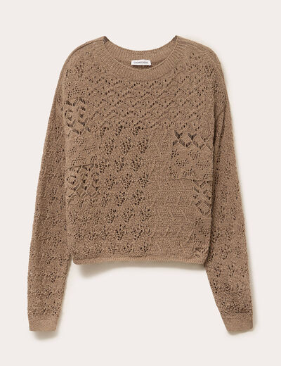 Pull manches longues beige femme