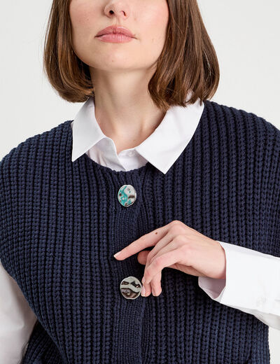 Gilet sans manches bleu marine femme