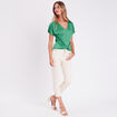 T-shirt manches courtes satiné vert femme