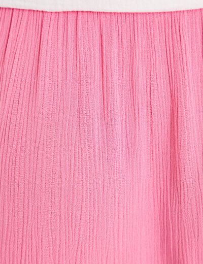 Jupe longue pliss&eacute;e &eacute;vas&eacute;e rose vif femme