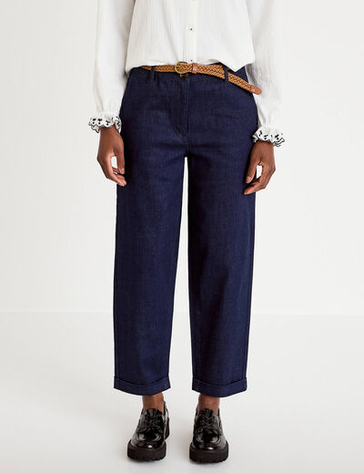 Jeans chino avec ceinture denim brut femme