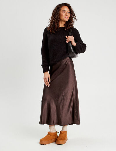 Pull manches longues noir femme