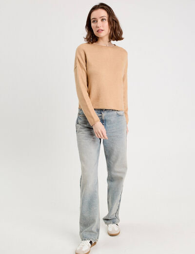 Pull manches longues beige femme