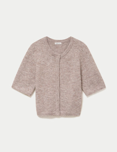 Gilet duveteux manches 3/4 taupe femme