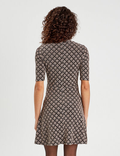 Robe patineuse col montant beige femme