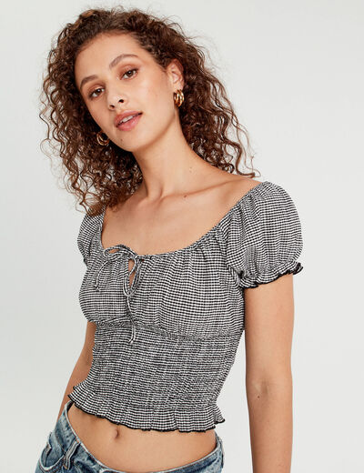 Blouse manches courtes blanc femme