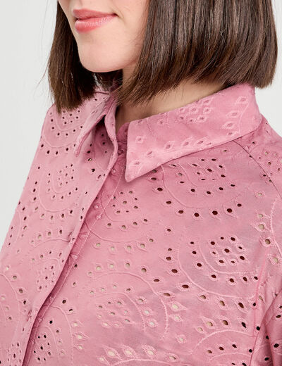 Blouse broderie anglaise vieux rose femme