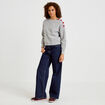 Pull ample col rond manches longues gris clair femme