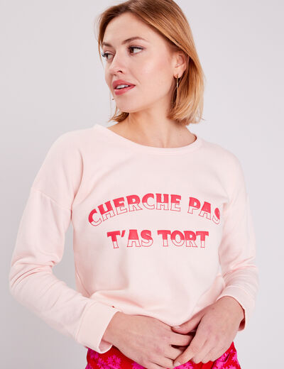 Sweat à manches longues rose clair femme