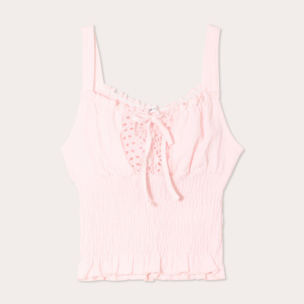 D&eacute;bardeur smock&eacute; rose clair femme