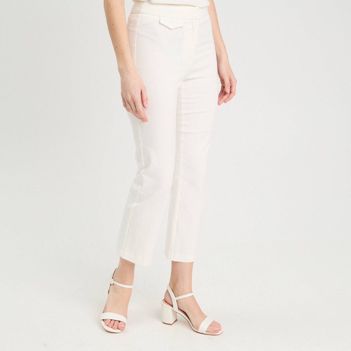 Pantalon large fluide ecru femme