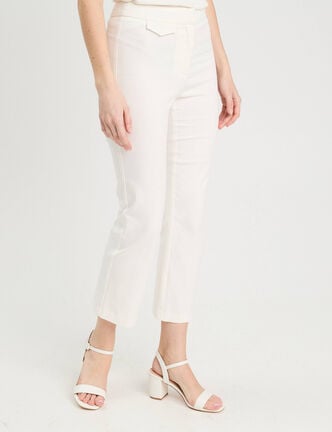 Pantalon large fluide ecru femme