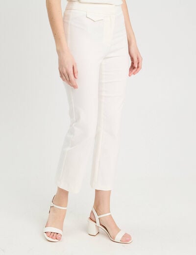 Pantalon large fluide ecru femme