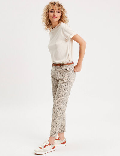 Pantalon chino slim 7/8ème blanc femme