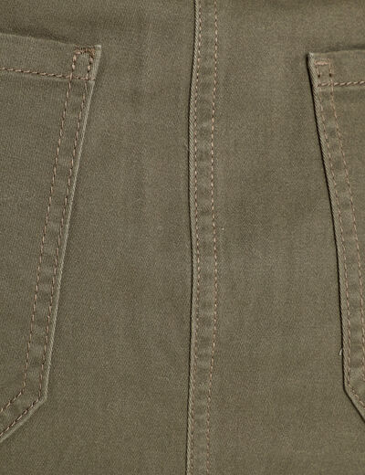 Jupe midi droite ceinturée vert kaki femme