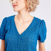 Blouse manches courtes bleu canard femme