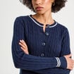 Gilet manches longues ajust&eacute; bleu marine femme