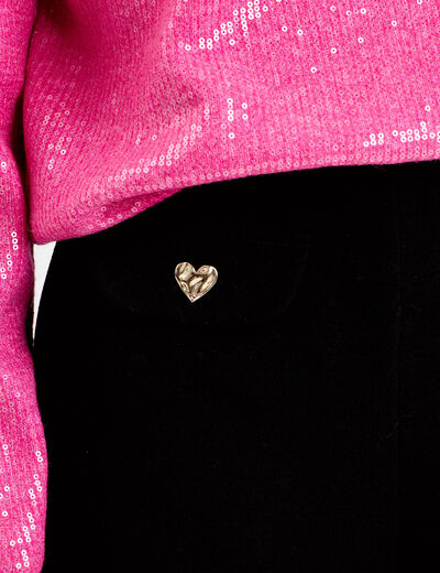 Short stretch d&eacute;tails coeur noir femme